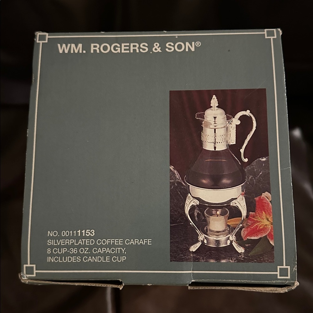 NIB William Rogers & Son Silver-Plated Coffee Carafe and Stand With Candle Cup - Picture 3 of 3